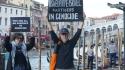 Presidio per la Flotilla davanti al Comune di Venezia