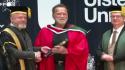 Schwarzenegger riceve la laurea honoris causa dall'Ulster University di Belfast