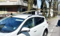 Forte vento, grosso ramo si infila nel parabrezza di un'auto