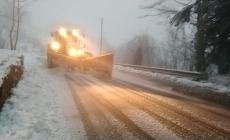 Neve   in alta Valtaro, Valceno e in Val Parma. Auto finisce in una scarpata a Cassio: la conducente salvata dai vigili dei fuoco