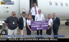 Debutto per il volo Parma-Olbia (in 55 minuti). Ma non è l'unica novità del Verdi - Video