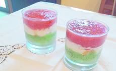 Tempo di  semifreddo tricolore: fragole, mascarpone e kiwi