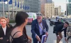 Torta in faccia a Bruxelles al capo di Ryanair Michael O'Leary - Video