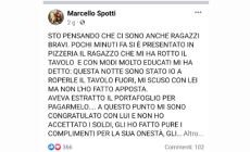Rompe un tavolo della pizzeria, poi torna a scusarsi. Il pizzaiolo (sui social): «Bravo»