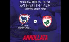 Maxirissa Rovigo-Padova, record di 62 squalifiche. "Indisponibilit&agrave; della squadra", la Femi annulla l'amichevole con il Colorno
