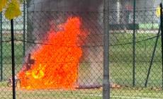 Parco Martini: tagliaerba in fiamme, arrivano i vigili del fuoco - Foto