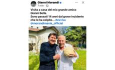 Gianni Morandi a casa di Gianni Bella, "il mio grande amico": lo scatto sui social