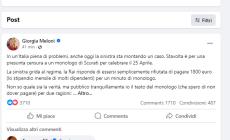 Caso Scurati, la Meloni: "«Pubblico io il testo di Scurati. Che spero di non dover pagare..."  - Leggi il testo
