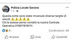 Pioggia battente "ruba" le targhe ai veicoli, i vigili lanciano un appello