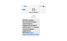 "E' stato autorizzato un pagamento con la tua carta, bloccalo" e arriva il link per truffarti