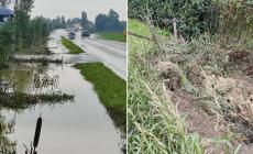 "Via Cremonese, lo sfalcio è stato fatto ma il materiale lasciato sul fondo ha fatto uscire l'acqua" - Foto