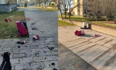 Quel che resta dei botti: un cestino fatto esplodere in via Newton e al parco Majorana - Foto 