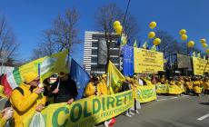 Davanti all&rsquo;Efsa, il palco della Coldiretti &egrave; gi&agrave; pronto per il comizio. La &ldquo;testa&rdquo; del corteo adesso si trova all&rsquo;altezza del Lungoparma - Video