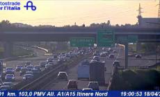 Traffico intenso: code a tratti in A1 
