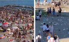 Napoli,   la spiaggia dopo la "ressa": una distesa di rifiuti - Video