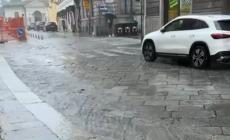 Maltempo, disagi in città: cade un palo della luce e una pianta finisce su un'auto. Strade allagate in Provincia