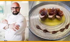 Filetto di maiale, crema di patate, fichi al cacao e prosciutto