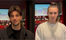 I crociati Edoardo Corvi e Camilla Cini tra i giovani (tifosi) crociati  per  vetrina crociata - Video