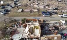 Case distrutte dal tornado, a Dawson Springs in Kentucky quasi solo macerie - Video