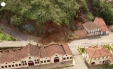 Il momento in cui una frana distrugge un palazzo storico in Brasile