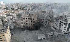 Gaza semi-distrutta vista dall'alto dopo gli attacchi israeliani