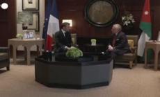 Amman, il re Abdallah II di Giordania riceve Macron