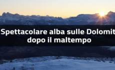 Spettacolare alba sulle Dolomiti dopo le nevicate - Video