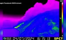 Stromboli, flusso lavico lungo la Sciara del Fuoco ripreso dalle telecamere termiche