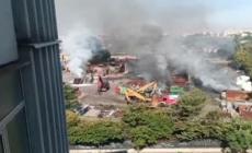 Roma, fumo e fiamme dopo l'esplosione in un distributore