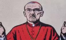 Milano, il nuovo murale di Palombo ritrae Pizzaballa sui muri della Curia Arcivescovile