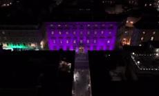 La facciata di Palazzo Madama illuminata di viola contro il tumore al pancreas