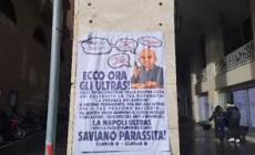 Manifesti ultras contro De Laurentiis e Saviano a Napoli