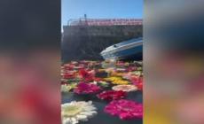 Mille fiori in darsena Pozzuoli, sono simbolo della lotta al bradisismo