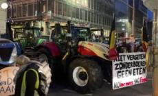Bruxelles, gli agricoltori protestano con i trattori durante il vertice UE