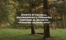 Divieto di coltelli, escursionisti e fungaioli contrari al decreto
