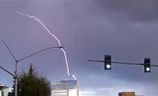 Un aereo in decollo colpito (attraversato) da un fulmine - Video