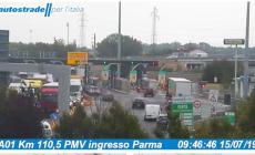 Traffico intenso: code in A1 in uscita a Parma e tra Piacenza e Fidenza