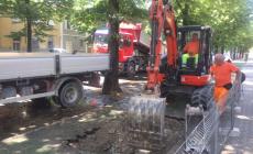Viale Mentana, guasto all'acquedotto: acqua in strada e utenze a secco
