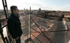 Il restauro dei torrini del Battistero: sopralluogo di Pizzarotti, Alinovi e Tassi Carboni