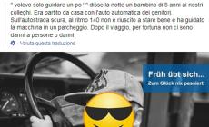 Germania, bimbo di otto anni a 140 km all'ora in autostrada
