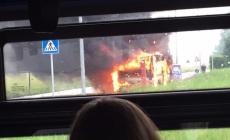 Incendio a Viarolo: distrutto un bus 