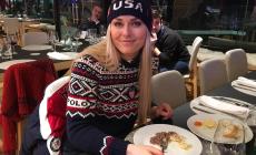 Lindsay Vonn  gusta il parmigiano a cena a Casa Italia 