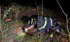 Cane da caccia nel burrone: recupero da film in piena notte