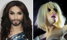Conchita Wurst sul palco con Lady Gaga 