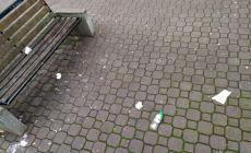 Viale Mentana, un "prato" di rifiuti. E c'è chi li ha lasciati nel cestino di una bici - Foto
