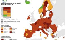 Emilia Romagna in rosso scuro nella mappa aggiornata  della Ue