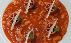 Ruote pazze alla birra  con baccalà e fagioli