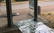 Vandali di nuovo in azione: pensilina dei bus fatta a pezzi