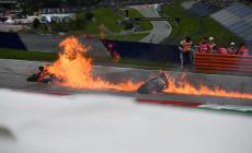  Savadori e  Pedrosa, incidente e incendio: 