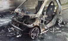 Auto a fuoco nella notte: vigili del fuoco in piazza Dino Buzzati